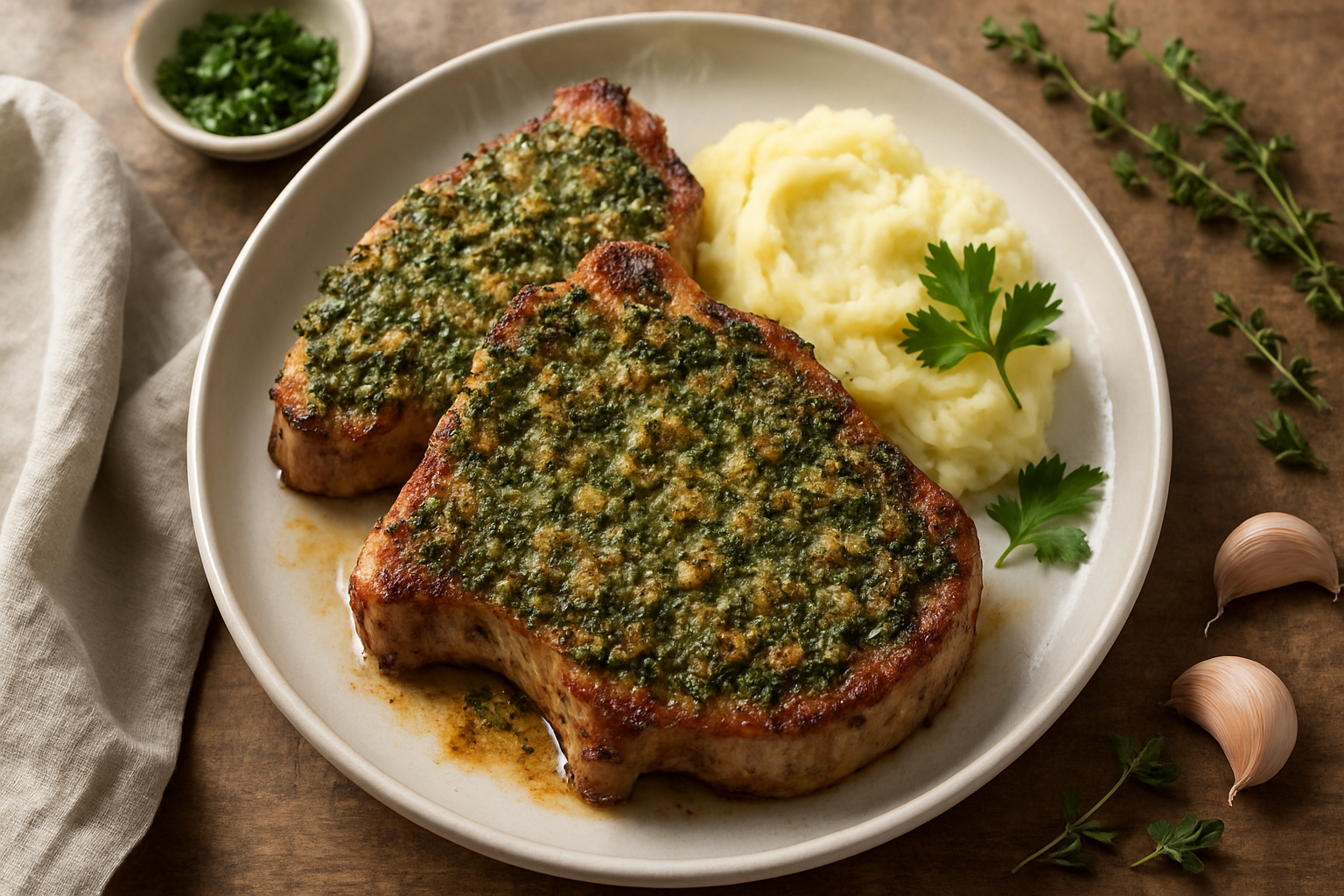 Air Fryer Pork Chops With Herb Crust