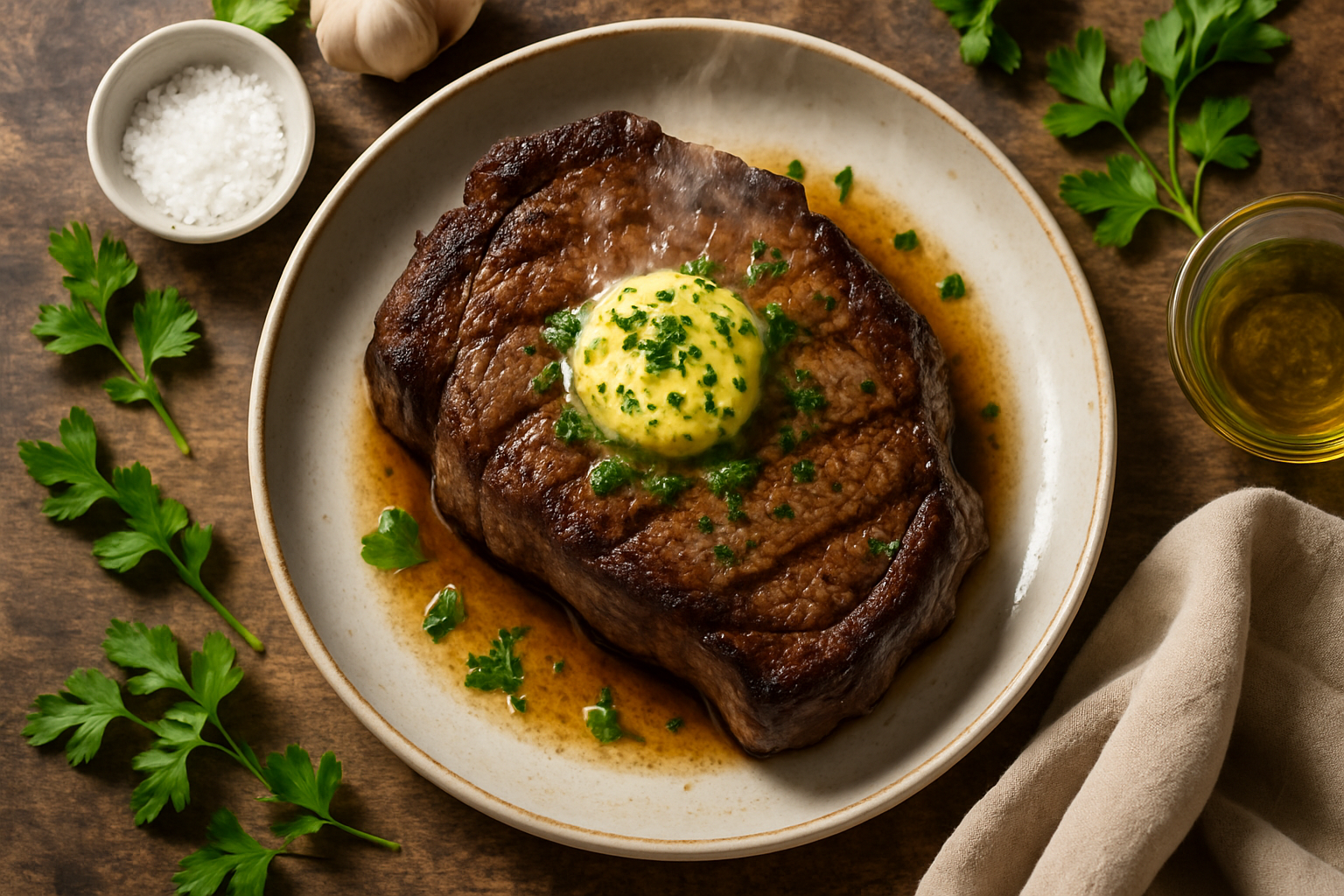Air Fryer Steak With Garlic Butter