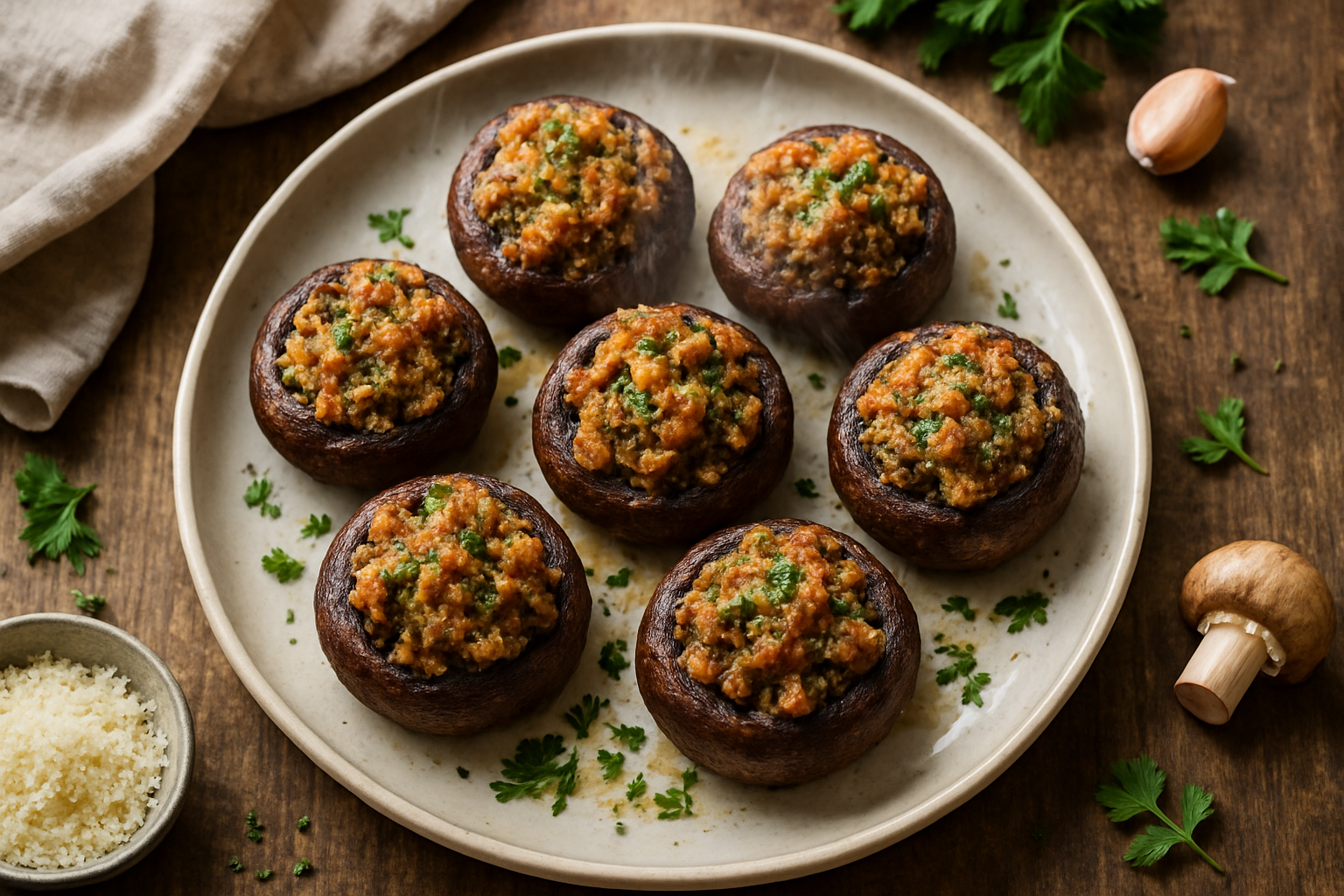 Air Fryer Stuffed Mushrooms