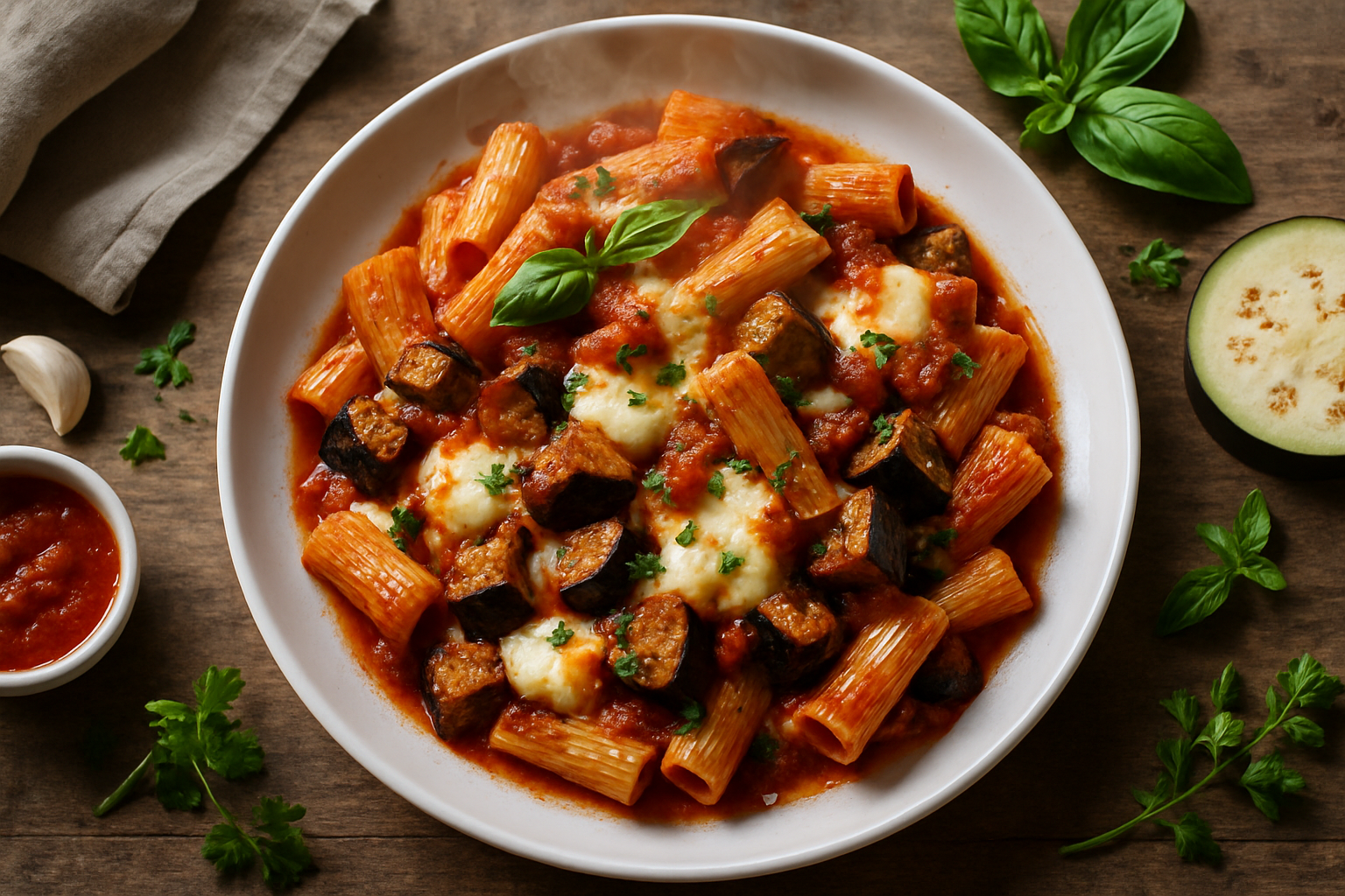 Baked Pasta With Eggplant And Mozzarella
