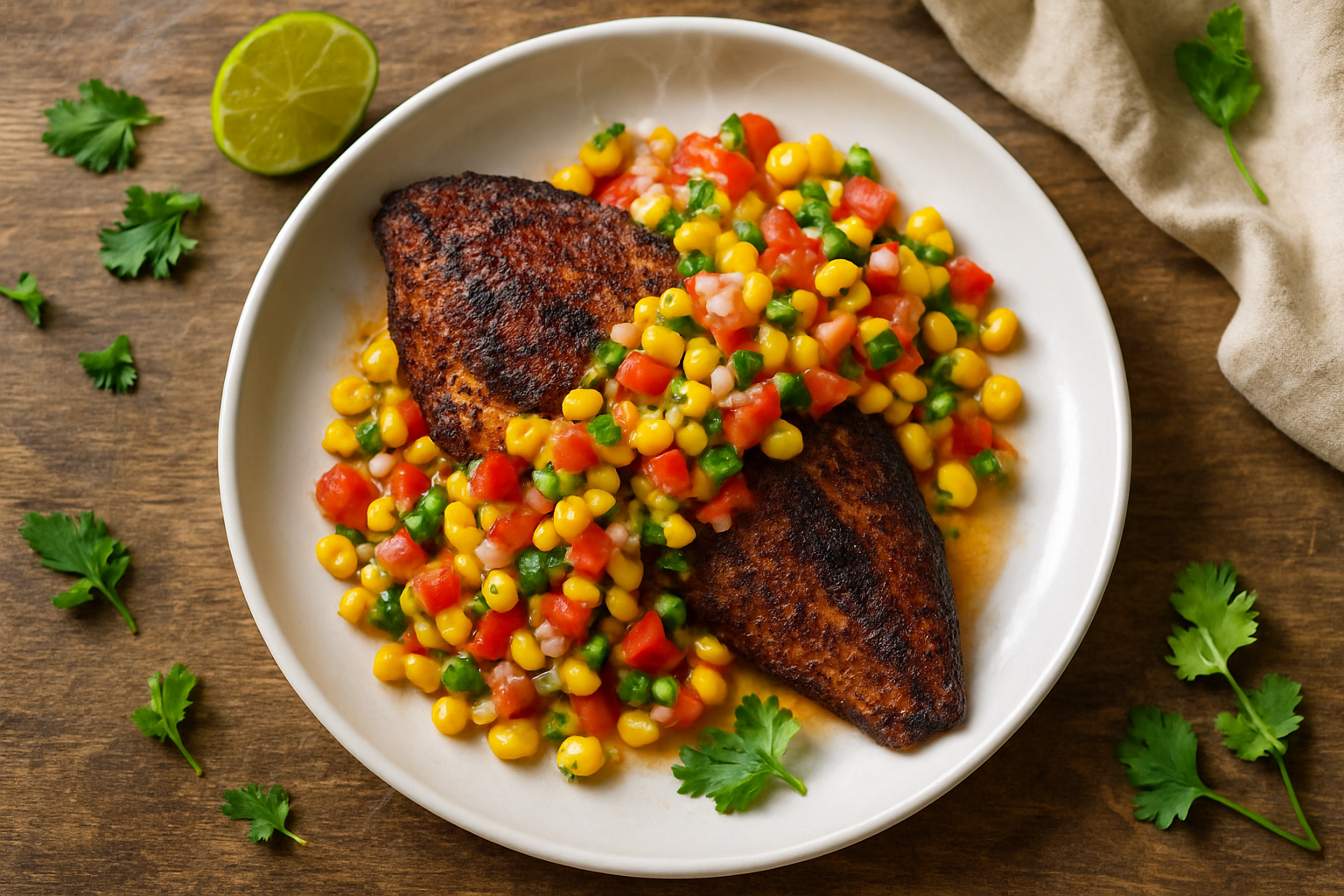 Blackened Catfish With Corn Salsa