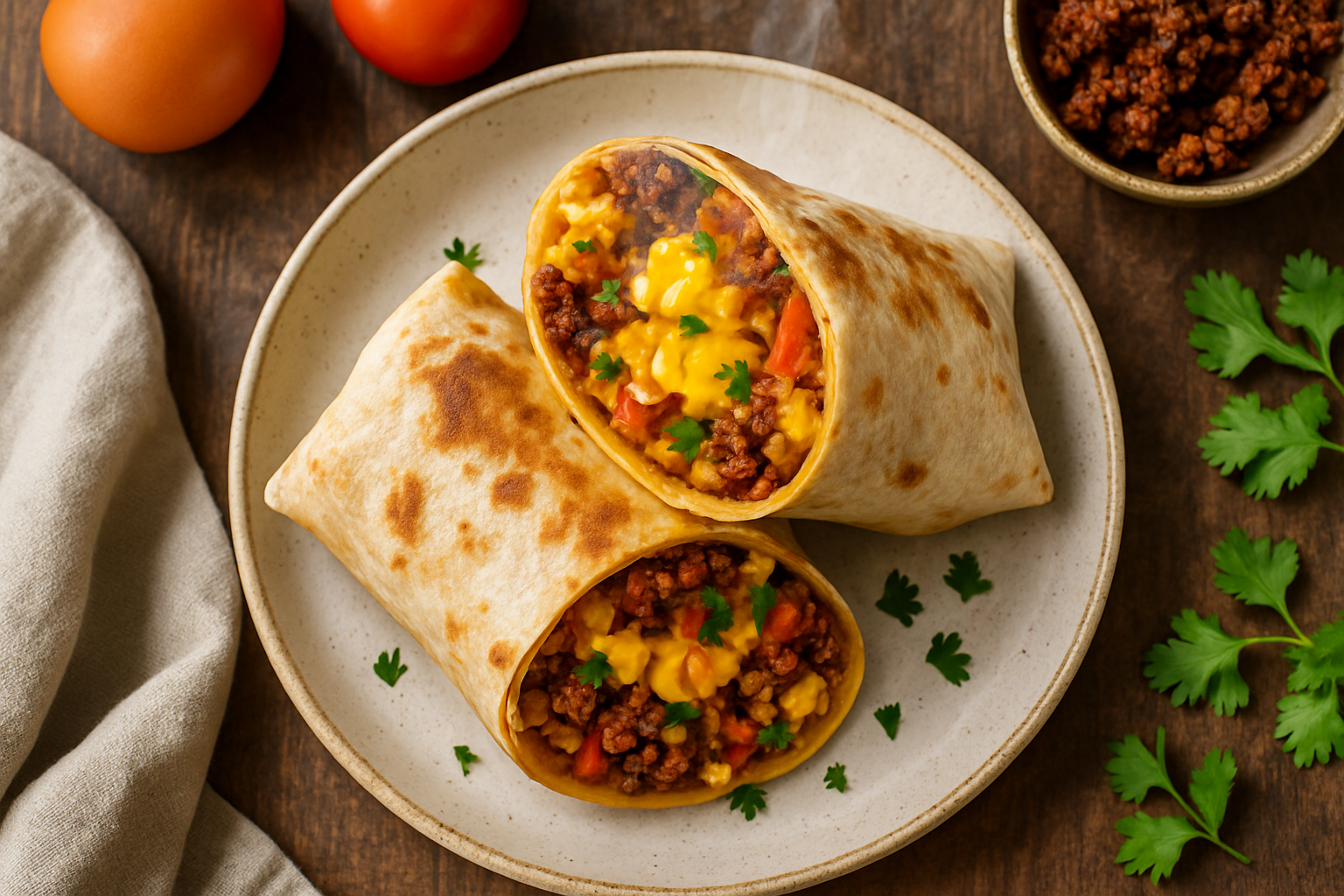 Breakfast Burrito With Chorizo