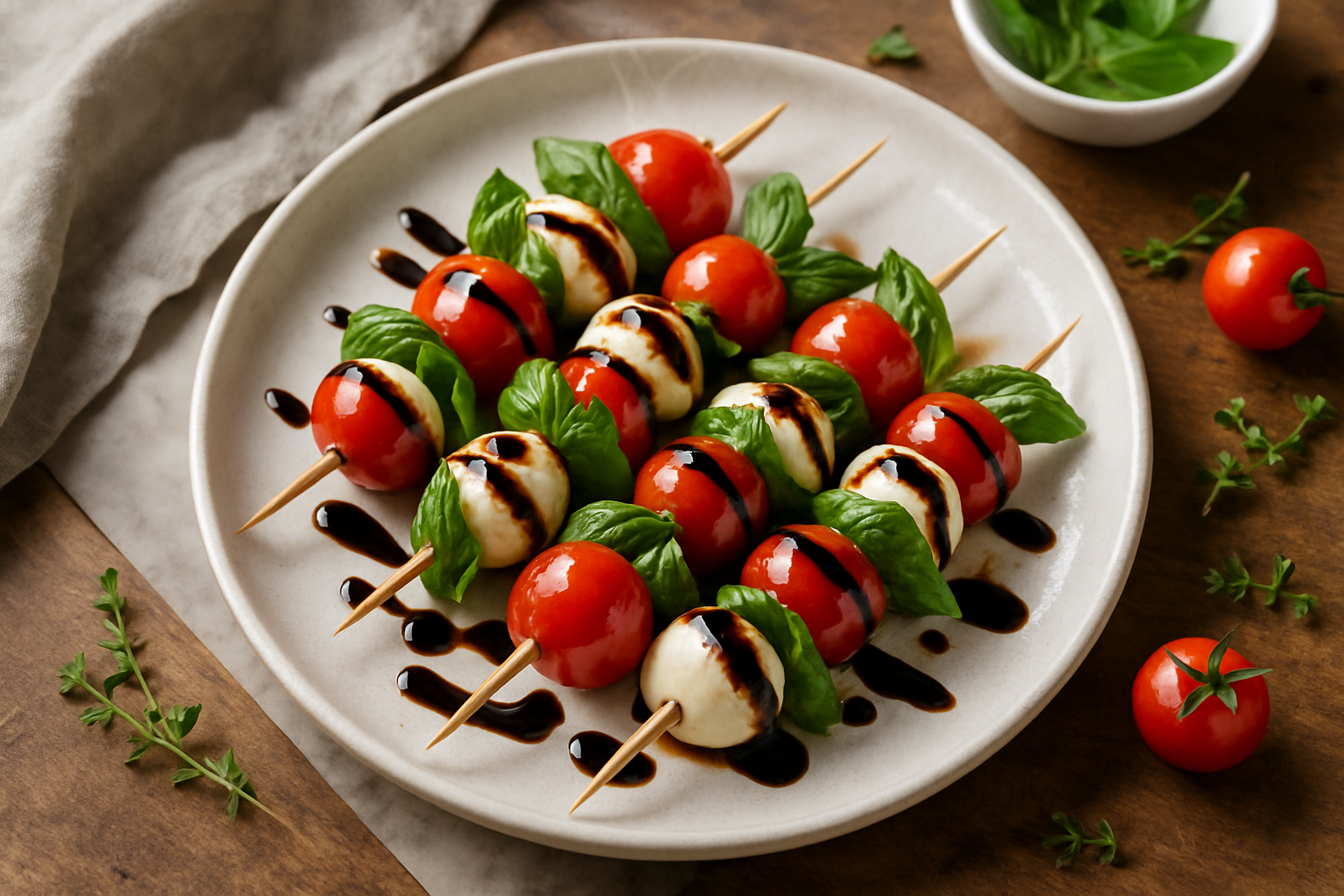 Caprese Skewers With Balsamic Glaze