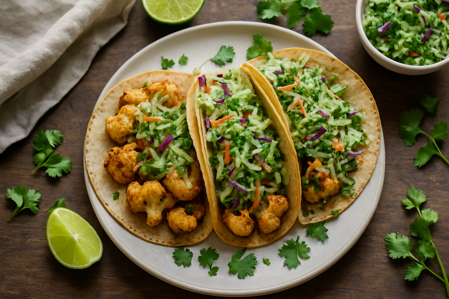 Cauliflower Tacos With Cilantro Slaw