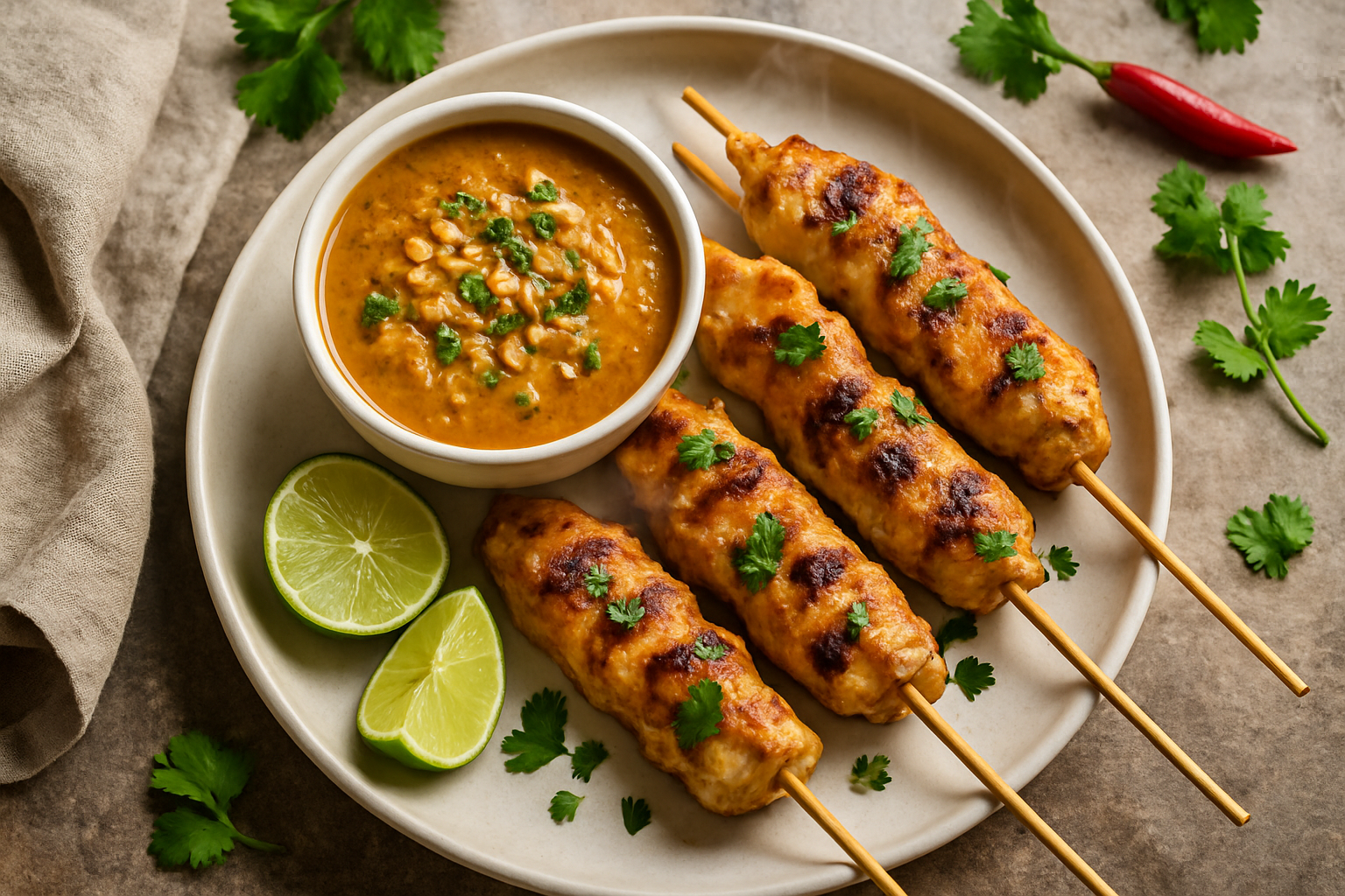 Chicken Satay With Peanut Sauce