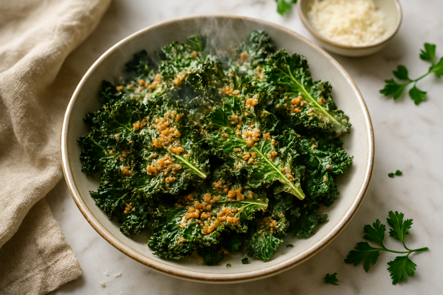 Crispy Parmesan Kale Chips