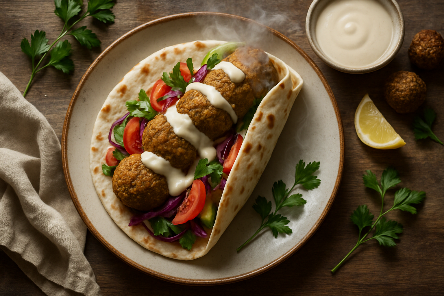 Falafel Wrap With Tahini Sauce