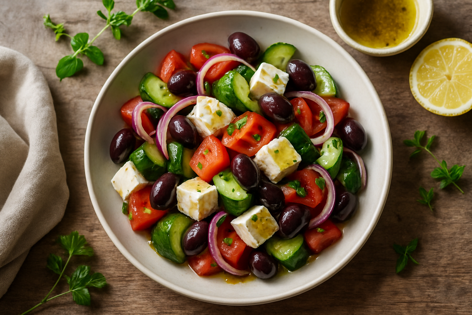Greek Salad With Lemon Dressing