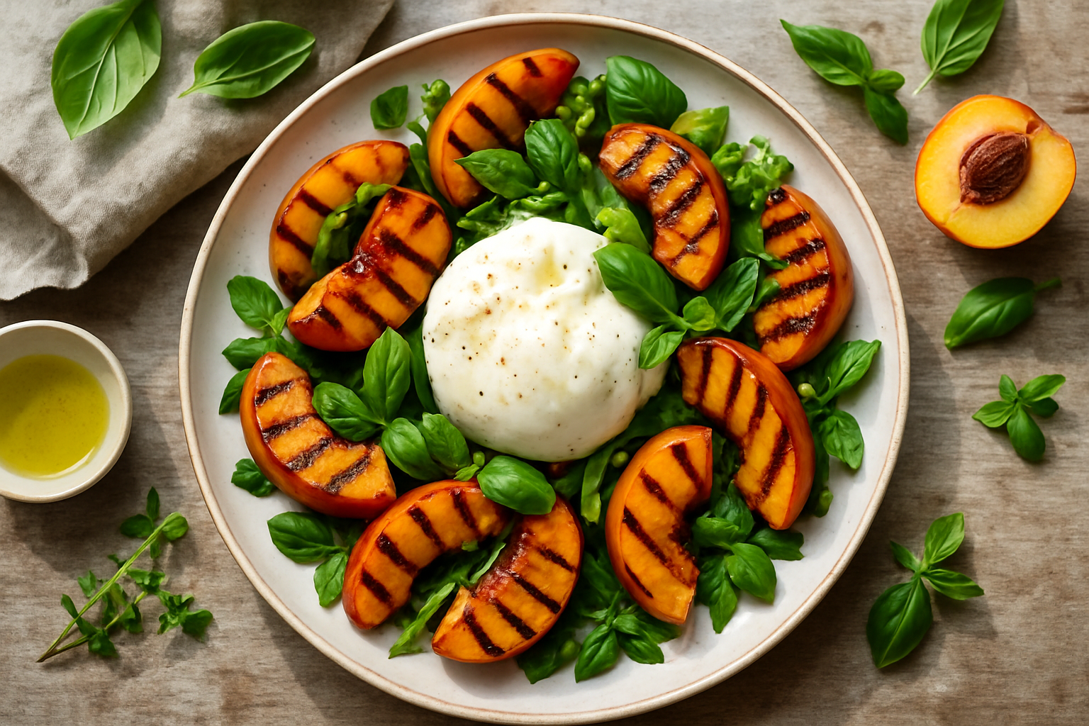 Grilled Peach And Burrata Salad
