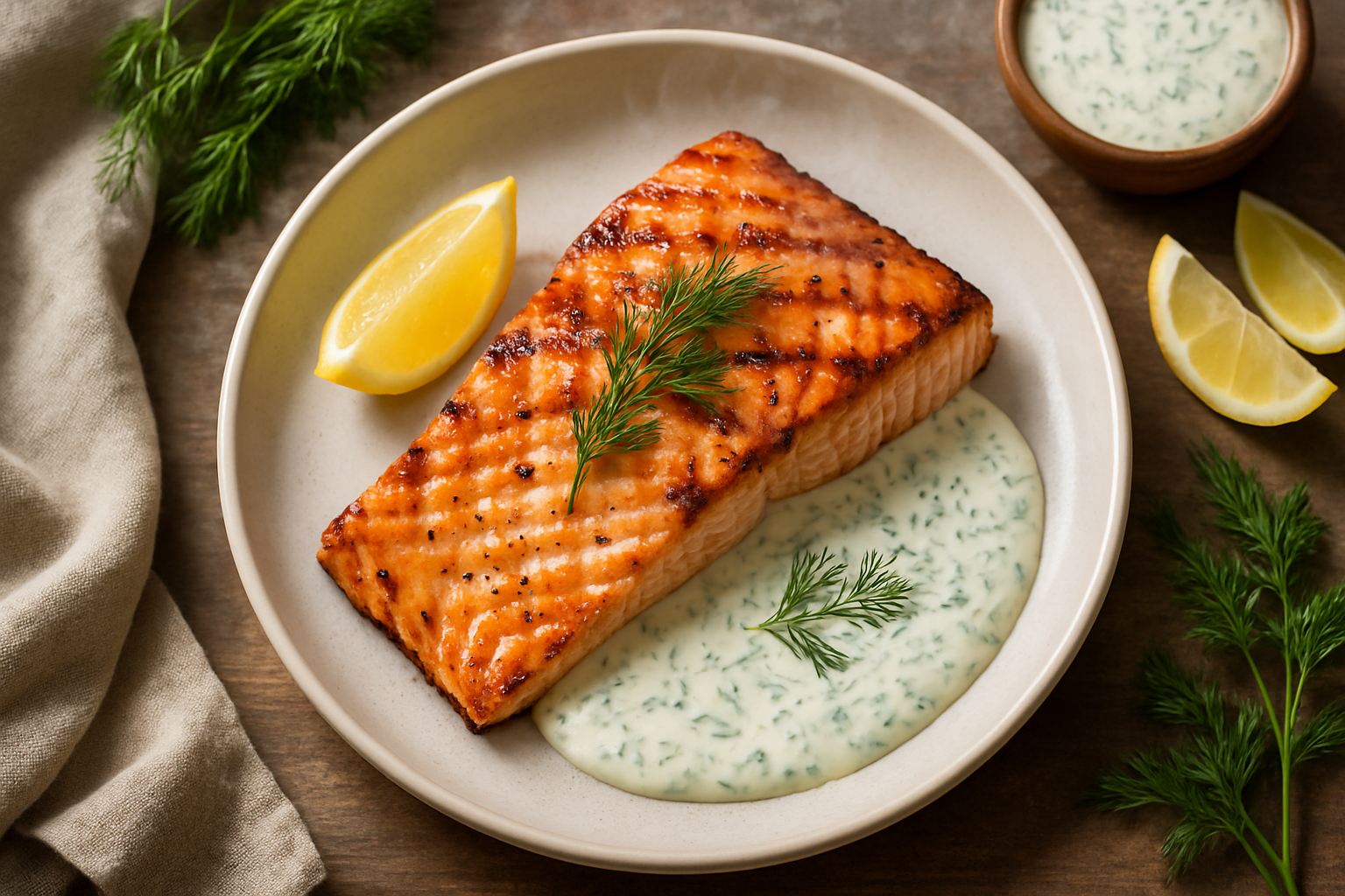 Grilled Salmon With Dill Sauce