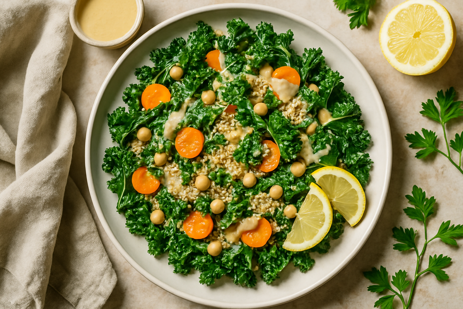 Kale Salad With Lemon Tahini Dressing