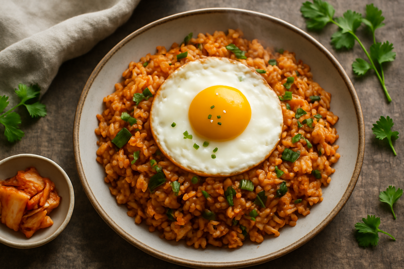 Kimchi Fried Rice With Sunny Side Egg
