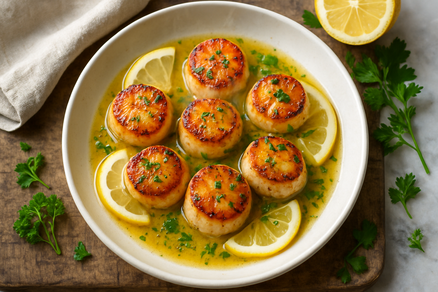 Pan Seared Scallops With Lemon Butter