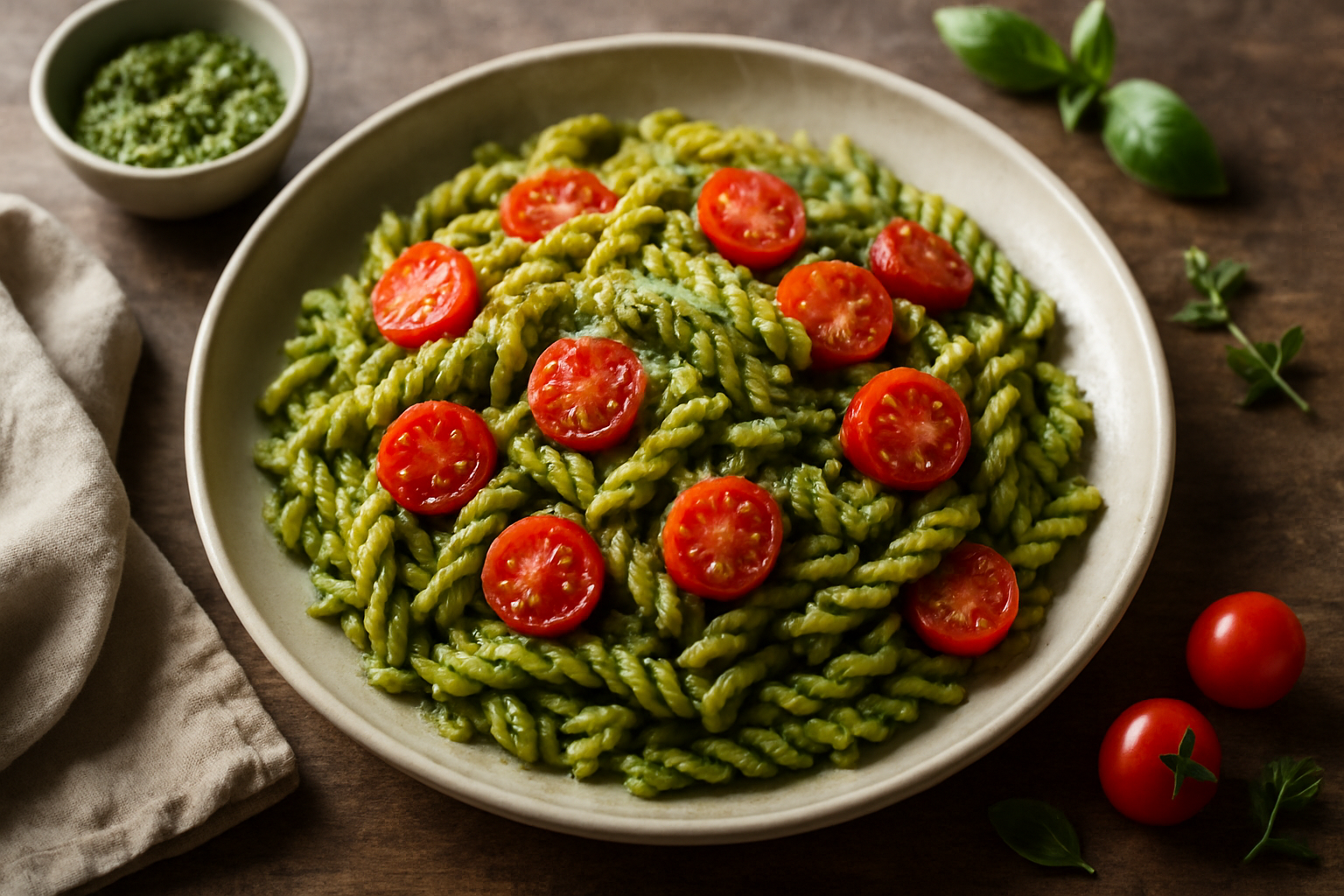 Pesto Pasta With Cherry Tomatoes