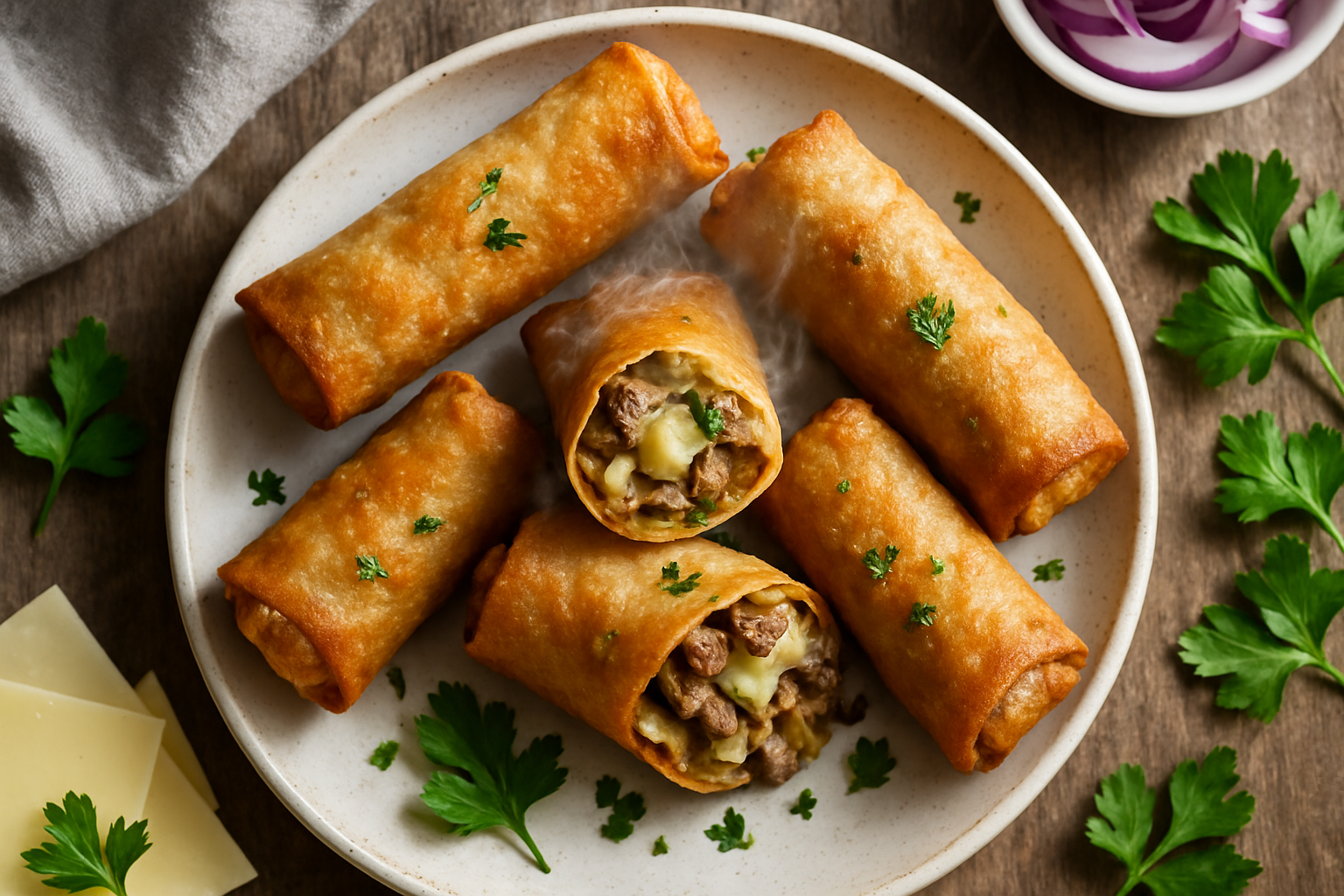 Philly Cheesesteak Egg Rolls