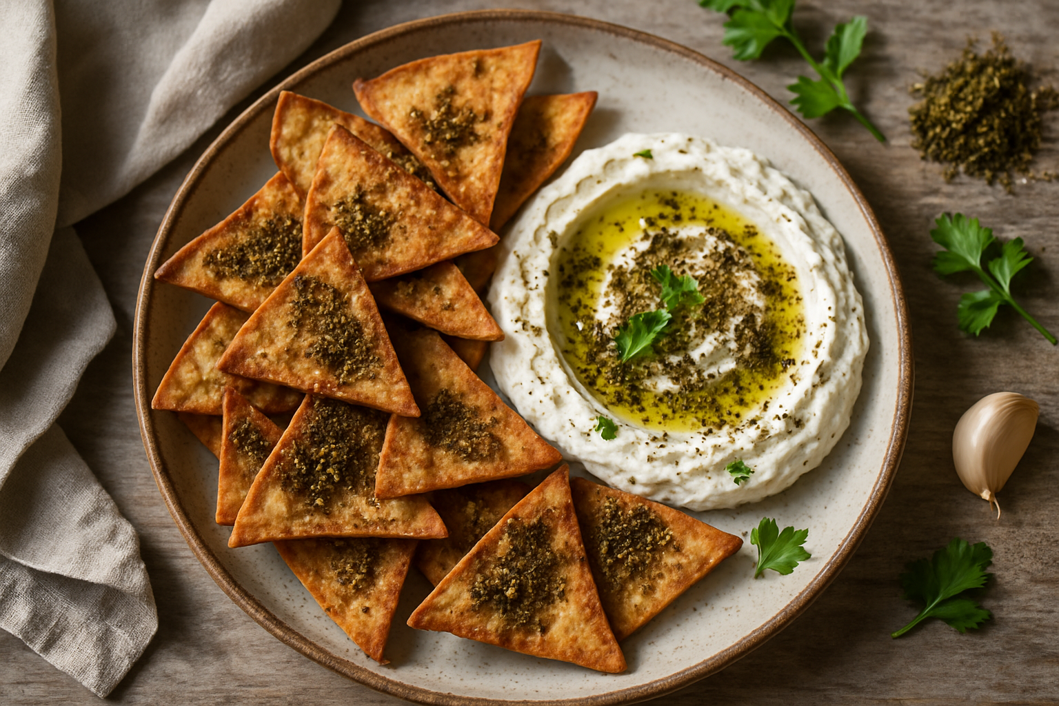 Pita Chips With Zaatar Labneh