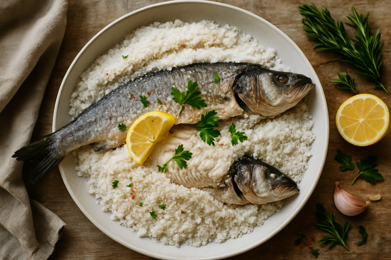 Salt Baked Whole Branzino