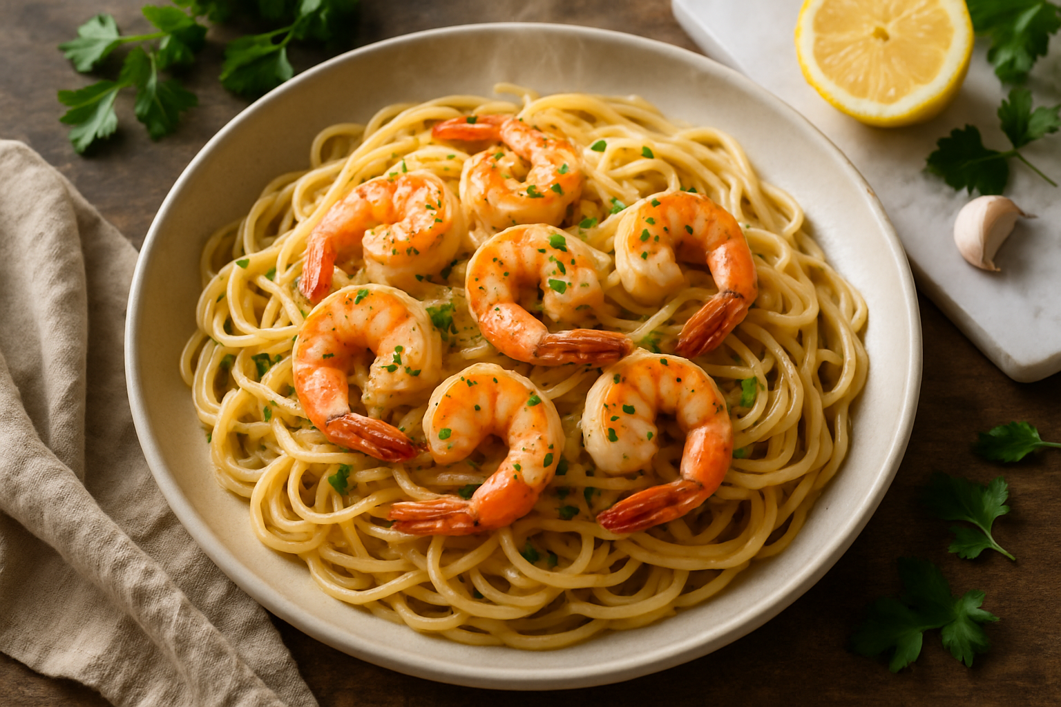 Shrimp Scampi Linguine