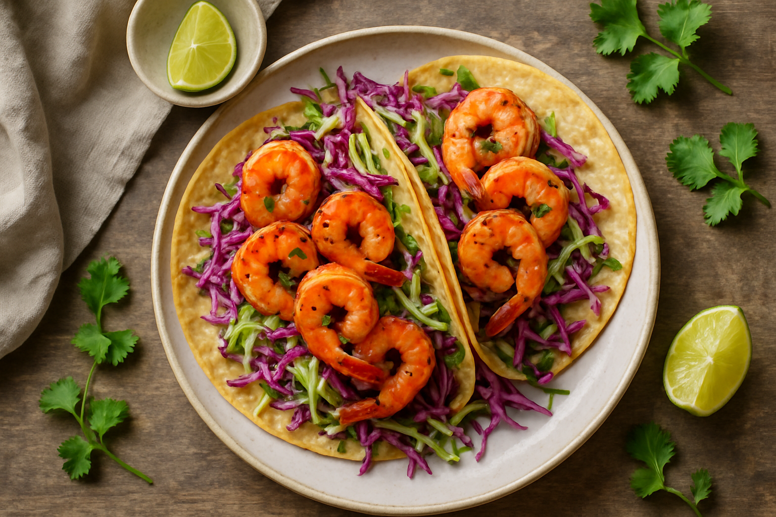 Shrimp Tacos With Cabbage Slaw
