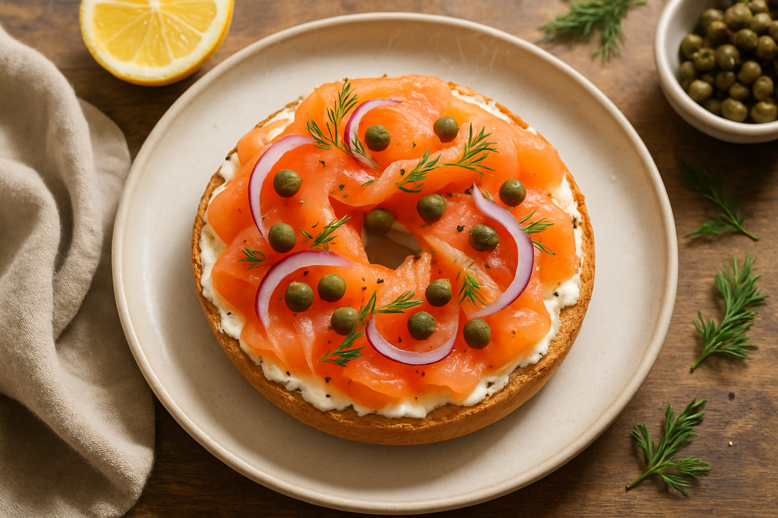Smoked Salmon Bagel With Capers