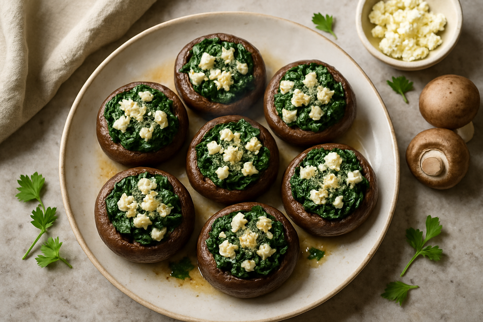 Spinach Feta Stuffed Mushrooms