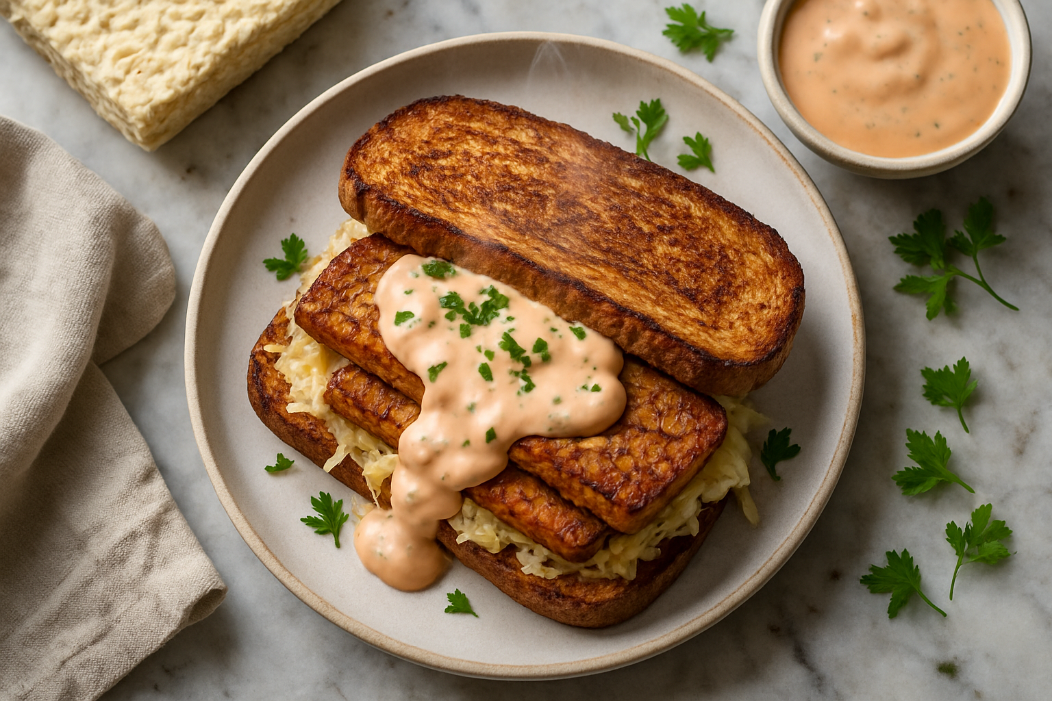 Tempeh Reuben With Thousand Island