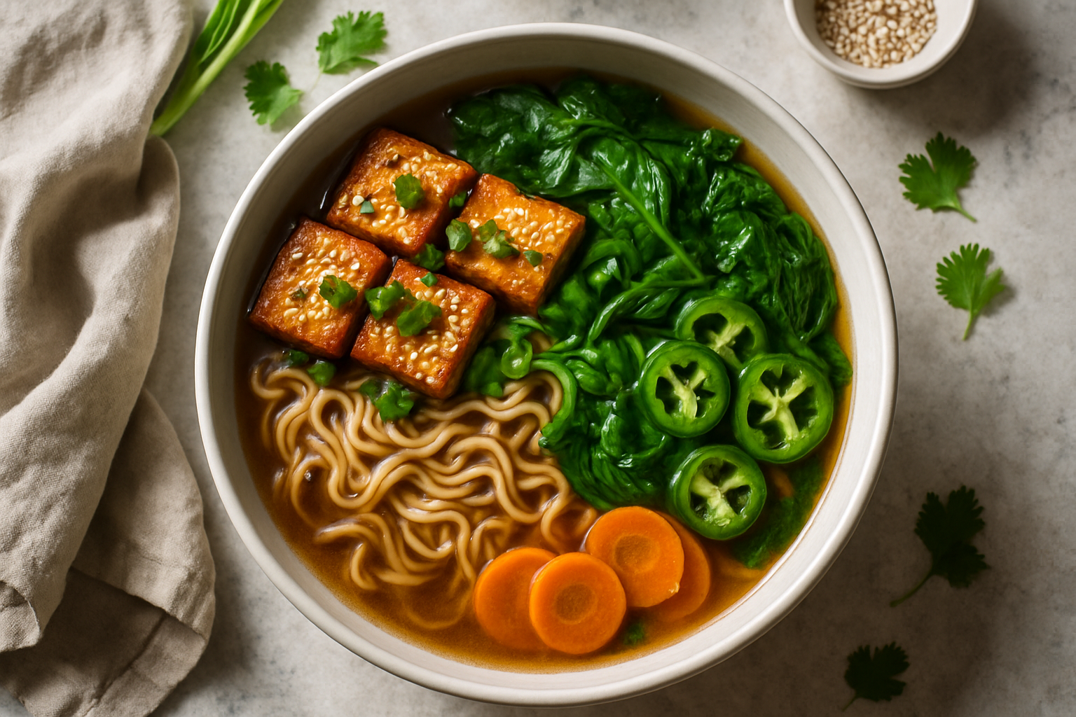 Vegan Ramen With Sesame Tofu