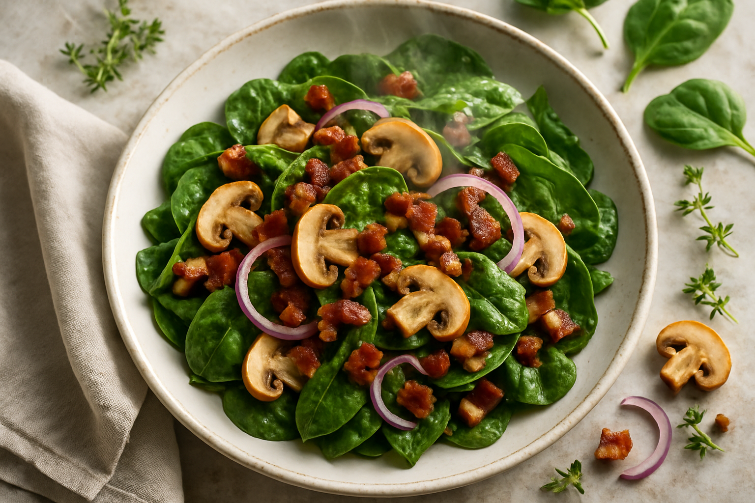 Warm Bacon Spinach Salad