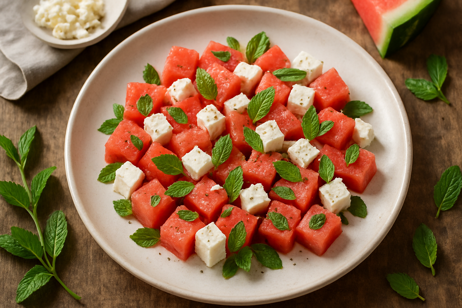Watermelon Feta Salad With Mint